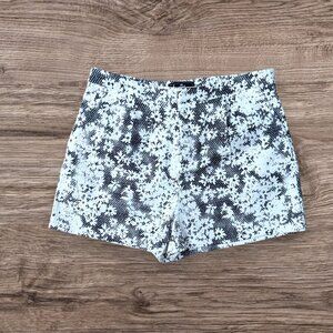 Sam Edelman Floral Polka Dot White Black Daisy Pleated High Waist Shorts Size 10